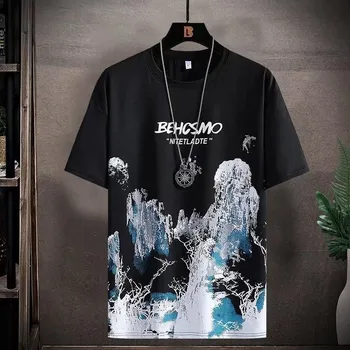 Летняя футболка мужская с короткими рукавами эластичная модная 3d Baju New Street мужская футболка с принтом тай-дай футболка Lelaki All-Match M- S
