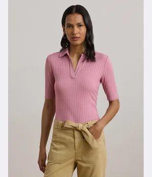 Свитер из искусственного шелка Slim fit Lauren Ralph Lauren, розовый