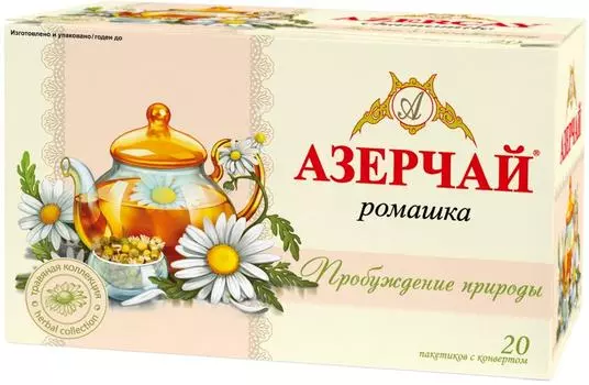 Чай зеленый Азерчай Пробуждение природы Ромашка 20*1.8г