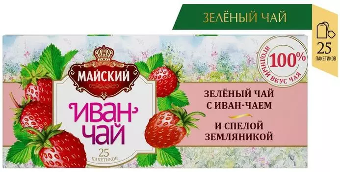 Чай зеленый Майский с иван-чаем и спелой земляникой 25*1.5г