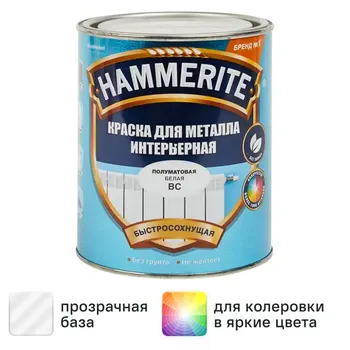 Грунт-эмаль 3 в 1 Hammerite полуматовая прозрачная база BC 0.9 л