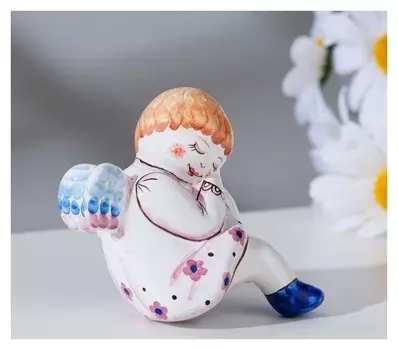 Сувенир "Ангел сидя", ярославская майолика, H=4 см