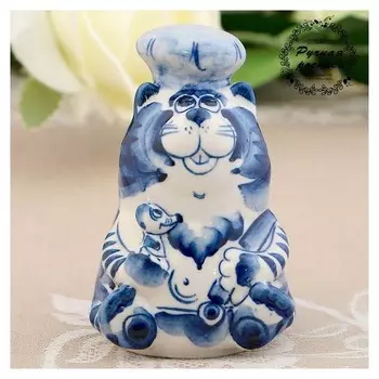 Сувенир «Кот повар», 5 см, гжель