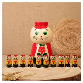 Сувенир "Котята", Н = 16см (Кот), Н = 4,5см (котята)