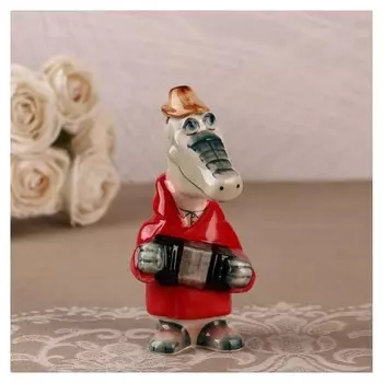 Сувенир "Крокодил гена", гжель, цветной, 6,5х6х14 см
