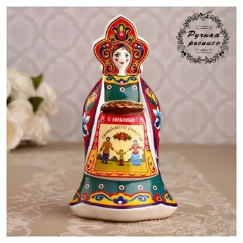Сувенир кукла "С караваем", 12 см, керамика