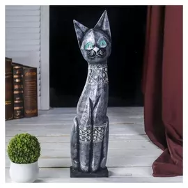 Сувенир дерево "Кошка металик с узором" 8х14х50 см