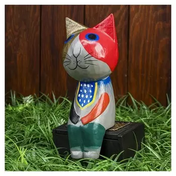 Сувенир дерево "Сидячий кот" 6х7х20 см