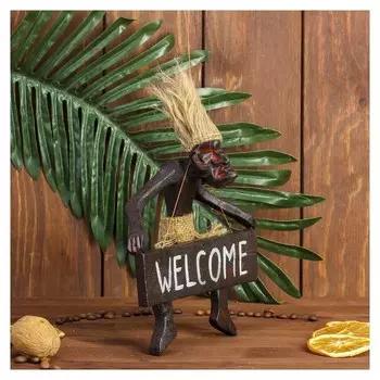 Сувенир дерево табличка "Абориген Welcome" 18х16х8 см
