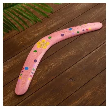 Сувенир из дерева "Бумеранг" розовый 50х12х1 см