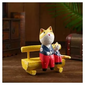 Сувенир из дерева "Кошки на скамье" 16х9х16 см
