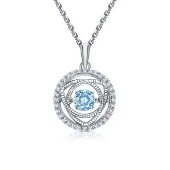 Серебряное шейное украшение с топазом и фианитами