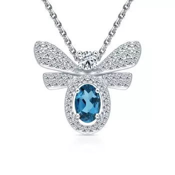 Серебряное шейное украшение с фианитами и топазами