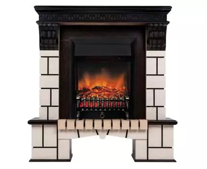 Электрокамин RealFlame Stone AO с очагом Fobos Lux BL, пульт ДУ