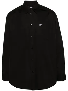 Рубашка с вышитым логотипом OFF-WHITE, черный