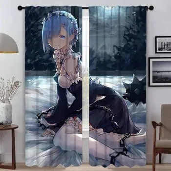 Шторы для спальни Re-zero Shades Оконные шторы для комнаты 2 Панельные перегородки Домашний интерьер Шторы Украшения на Хэллоуин Гостиная W50xH70cmx2pcs-CL