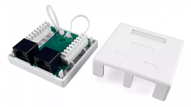 Розетка Hyperline SB1-2-8P8C-C5E-WHRJ45 2 кат.5E UTP бел. (упак.:1шт)