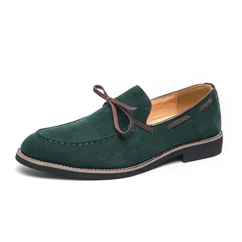 FashionBrand Loafers Men Big Size 46 Soft Driving Moccasins High Quality Flats Genuine Leather Shoes Men Slip-on Suede Loafers for Men 38 синий