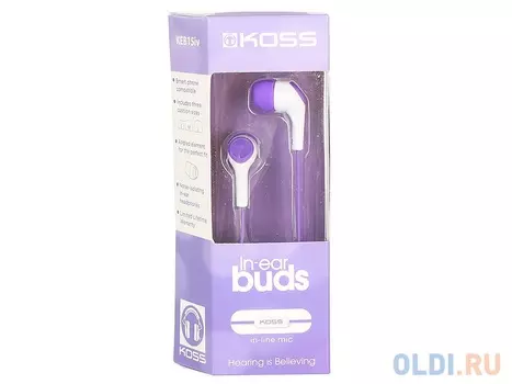 Наушники KOSS KEB15i Violet (микрофон,вставные,1,2м)