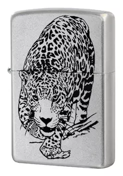 Зажигалка Zippo Leopard с покрытием Satin Chrome™, латунь/сталь, серебристая, матовая, 36x12x56 (+ Антисептик-спрей для рук в подарок!)