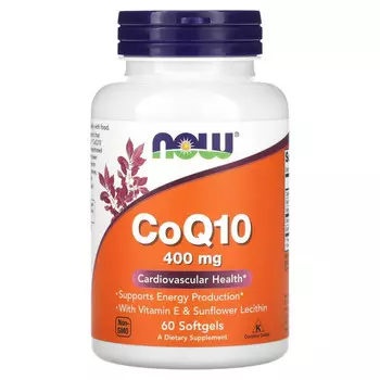 NOW Foods, коэнзим Q10, 400 мг, 60 капсул