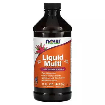 NOW Foods, Пищевая добавка Liquid Multi, со вкусом диких ягод, 16 жидких унций (473 мл)