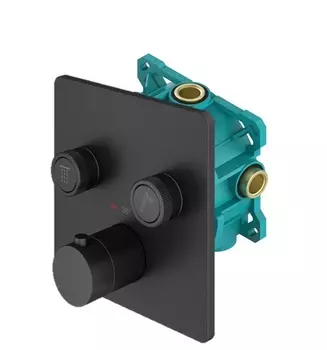 Встраиваемый смеситель для душа Plumberia Selection PSBOX KITPSB2902NO с термостатом, черный матовый