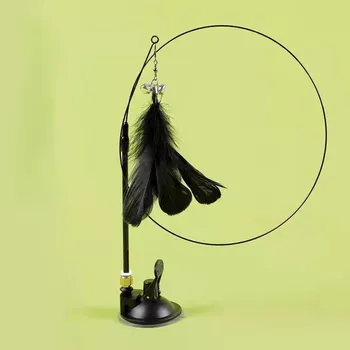 Интерактивная игрушка для кошек Handfree Cat Stick Играющий котенок Играющий тизер Палочка Игрушка на присоске Птица/перо Кошачья палочка Товары для домашних животных белый