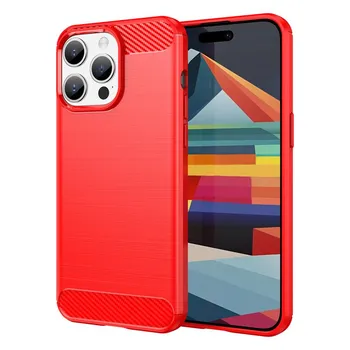 Для iPhone 15 Pro Max Чехол для iPhone 15 Pro Max Противоударный мягкий силиконовый чехол из углеродного волокна для iPhone 15 Pro Max Чехол For iPhone15 Pro Max чёрный