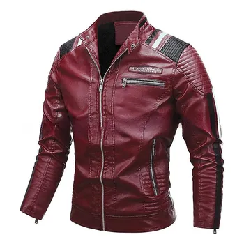 Мужская куртка New Tough Man Мужская куртка из искусственной кожи Европейская и американская цветовая гамма Локомотивная одежда Бархатная мужская кожаная куртка L чёрный