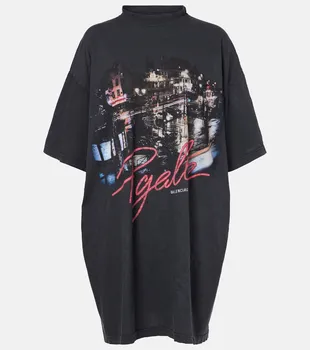 Пигалло оверсайз футболка с принтом Balenciaga, 1041- Faded Washed Black