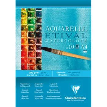 Блокнот для акварели, склейка Clairefontaine "Etival" 21х29,7 см 10 л 200 г холодного прессования