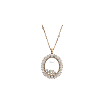Подвеска на цепочке Chopard Happy diamonds из розового золота с бриллиантами