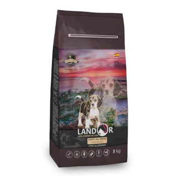 Landor Puppy полнорационный сухой корм для щенков от 1 до 18 месяцев, с уткой и рисом повседневный супер премиум без курицы для щенков с уткой для всех пород мешок Импортный корм 1 уп. х 1 шт. х 15 кг