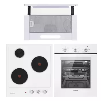 Комплект встраиваемой бытовой техники Simfer S46W016, встраиваемая вытяжка, варочная панель и встраиваемая электрическая духовка