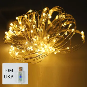 1000LED гирлянды с питанием от сети, медные провода, водонепроницаемые фонари, внутренние наружные светильники для вечеринки, свадьбы, спальни, рождественские украшения 10M 100LED белый