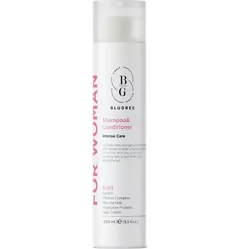 BLUGREE Шампунь с кондиционером 5 активных компонентов интенсивный уход FOR WOMEN 250