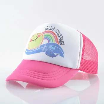 Детская милая бейсболка, летние радужные бейсболки Snapback, шляпы с солнцезащитным козырьком для мальчиков и девочек, детские сетчатые кепки 51-54CM чёрный