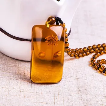 Ожерелье с бусинами из пчелиного воска и янтаря Water drop
