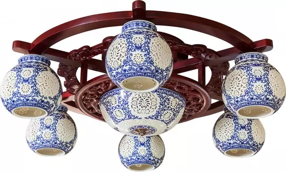 Потолочная люстра N-Light 6248 8026-6+3 дер.+керамика