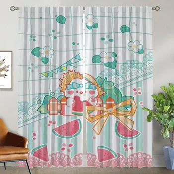 Blackout Kitchen Curtains Child Room Bear Partition Home Interior Curtains for Camera Window Curtain Shades Halloween Decoration W50xH70cmx2pcs-CL