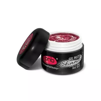 PNB 05 гель-паста для ногтей шиммер / Shimmer Gel Paste UV/LED, Red 5 мл