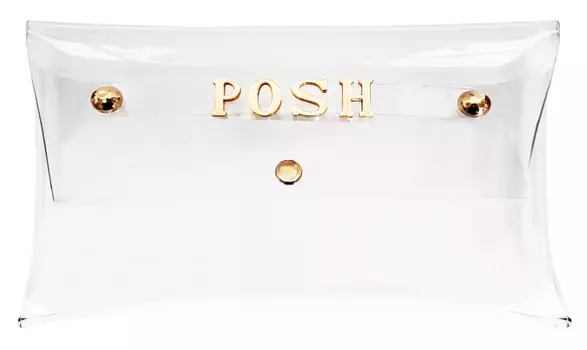POSH Косметичка-клатч прозрачная с металлическим логотипом POSH