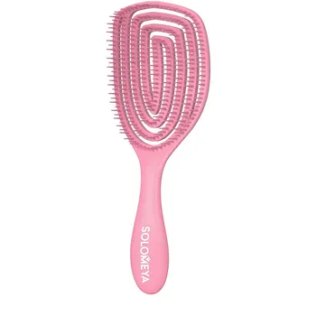 SOLOMEYA Расческа для сухих и влажных волос с ароматом клубники MZ0011 / Wet Detangler Brush Oval Strawberry