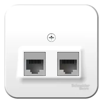 Розетка Schneider Electric BLNIA045451 2-ая компьютерная RJ45, кат.5E, изолир. пластина (белый) наруж