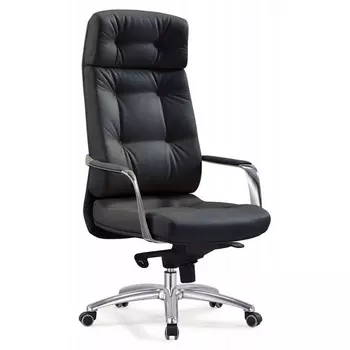 Кресло руководителя Бюрократ _DAO черный кожа крестовина алюминий