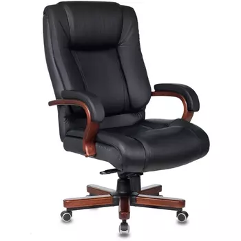 Кресло руководителя Бюрократ T-9925WALNUT черный кожа крестовина металл/дерево