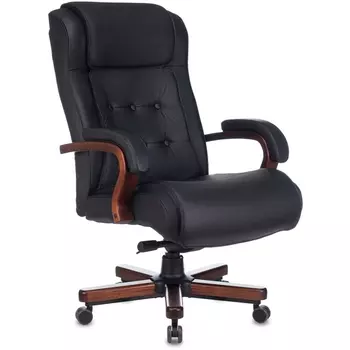 Кресло руководителя Бюрократ T-9926WALNUT черный кожа крестовина металл/дерево