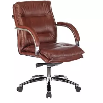 Кресло руководителя Бюрократ T-9927SL-LOW светло-коричневый Leather Eichel кожа низк.спин. крестовина металл хром (Бюрократ)
