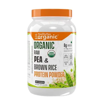 Веганский протеин (1 кг), Organic Raw Pea & Brown Rice Protein Powder, произв. HealthyHey